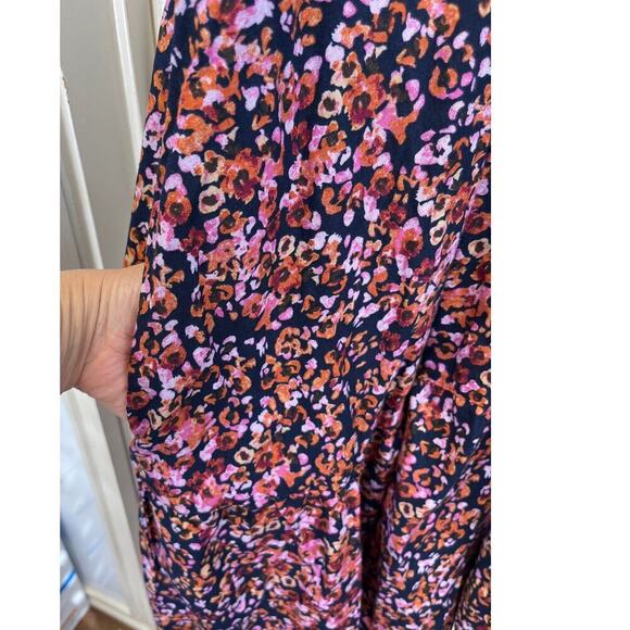 Terra & Sky Womens 3W(24W-26W) DarkNavy DitsyGarden Belt/Pockets Casual Dress - Picture 5 of 10